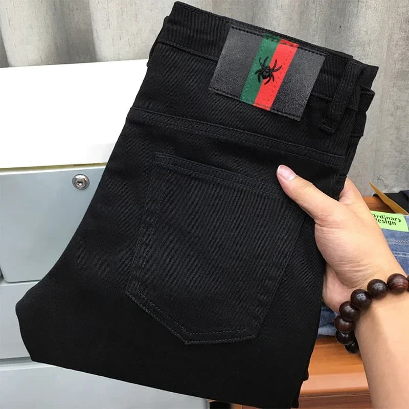 Men's Black Elastic Skinny Jeans