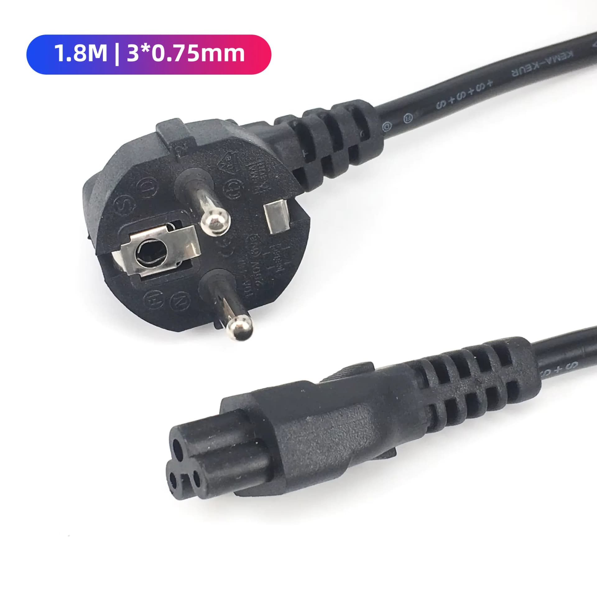 EU European AC Power Cord Euro IEC C5 Power Extension Cable 1.2m 1.5m Power Cable For Notebook Laptop PC Computer Monitor