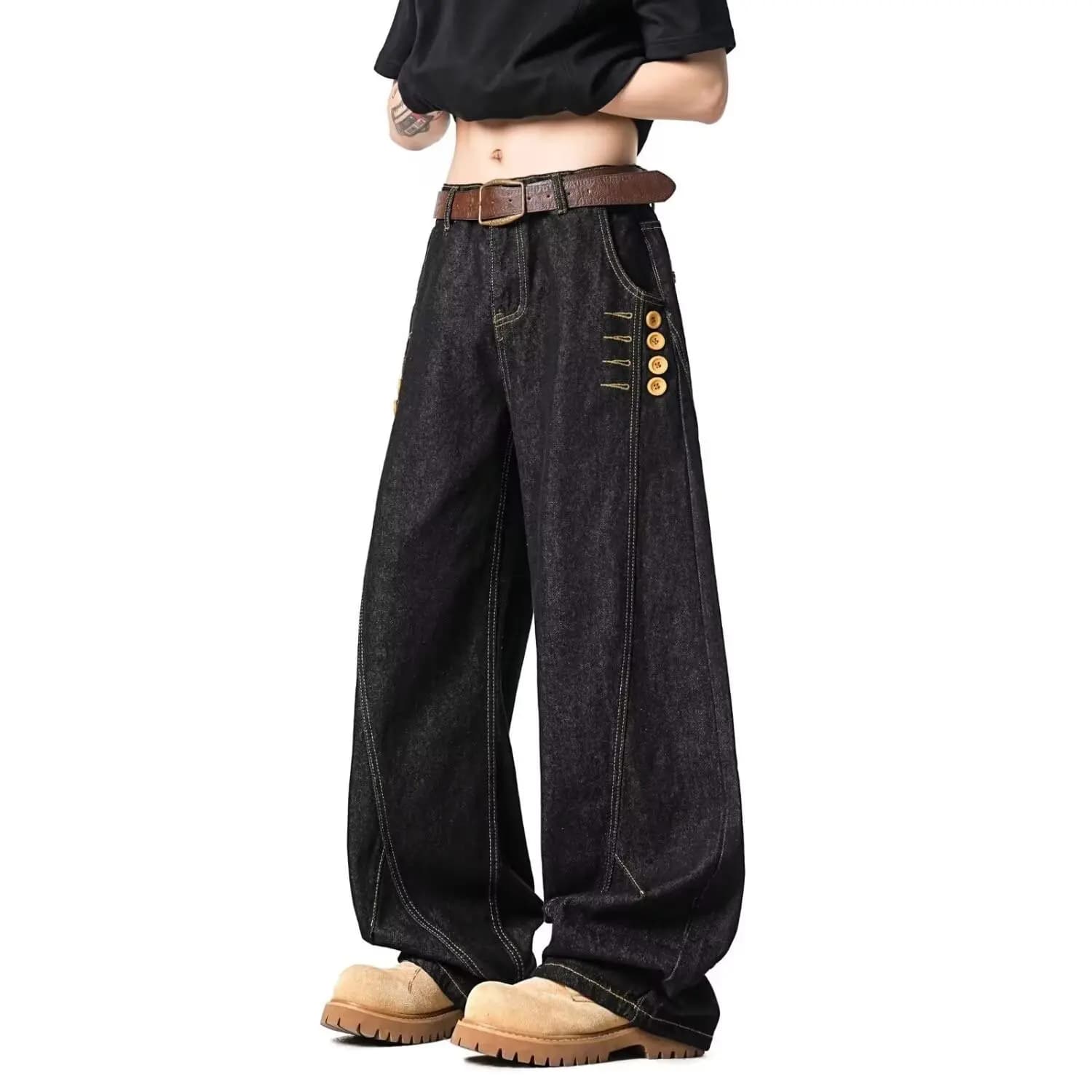 Men's Straight Skinny Loose Wide Leg Jeans