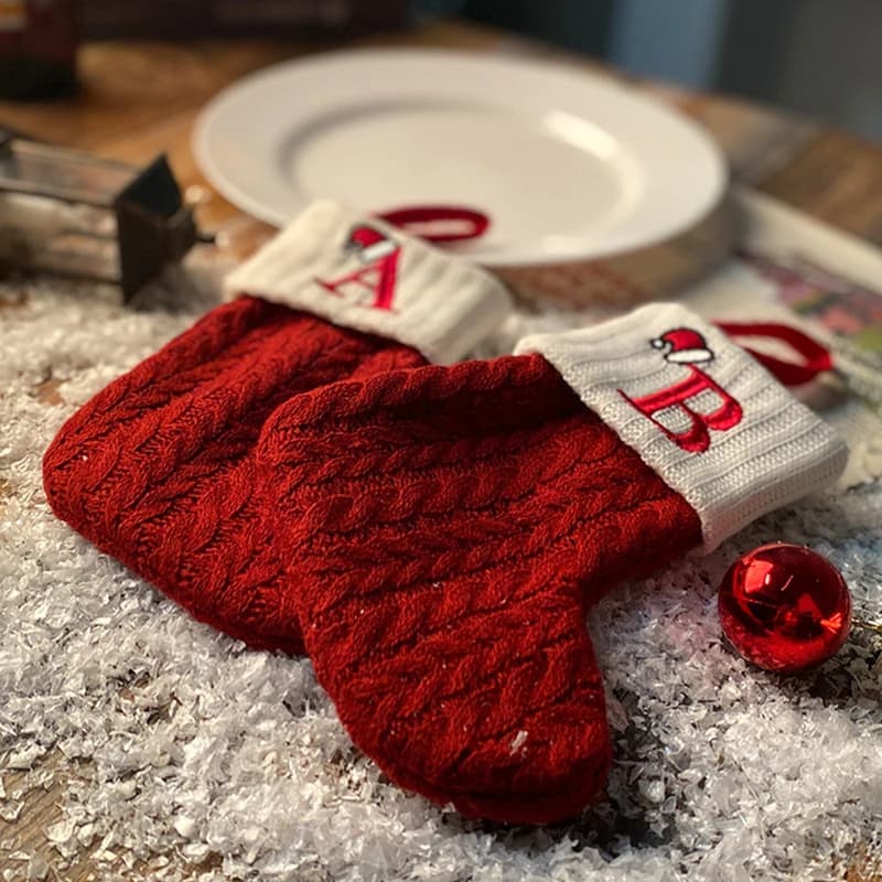 Christmas Stocking with Snowflake Embroidered Design