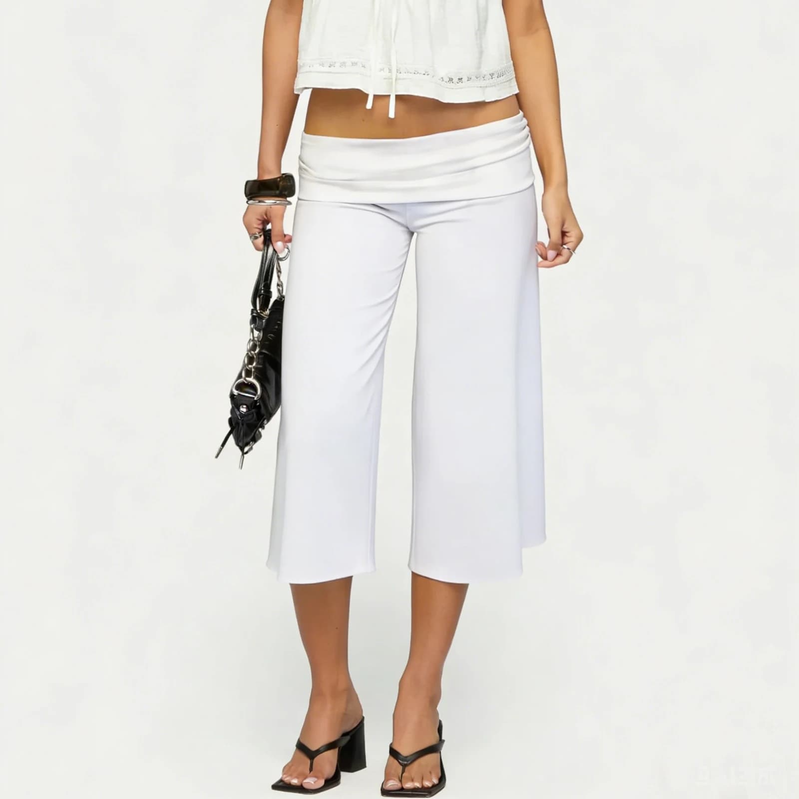 Low Rise Fold Over Capri Yoga Pants