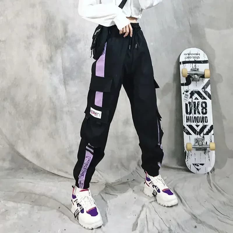 Black Elastic Ankle Sports Pants for Women