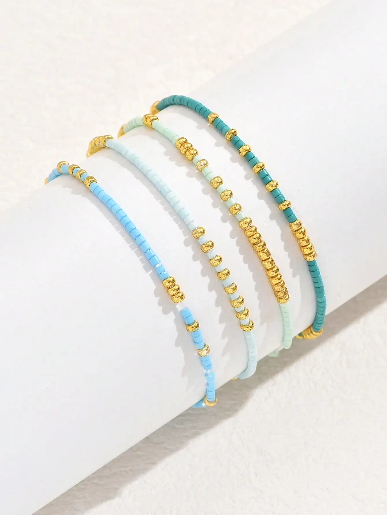 Turquoise Seedbead Stretch Bracelet Set