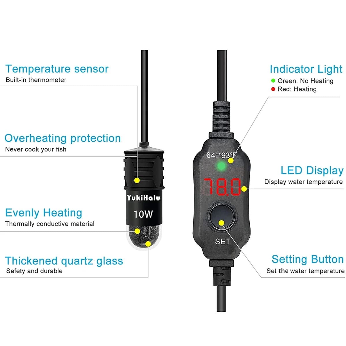 Mini USB Aquarium Heater with Digital Thermostat