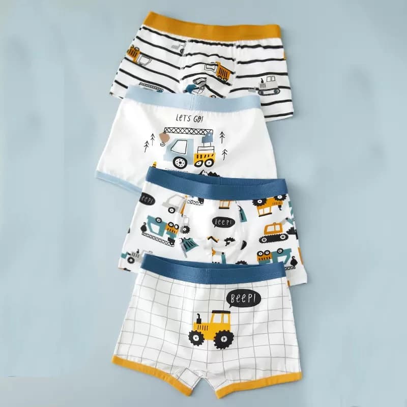 Boys Cotton Dinosaur Print Underwear 4-Pack