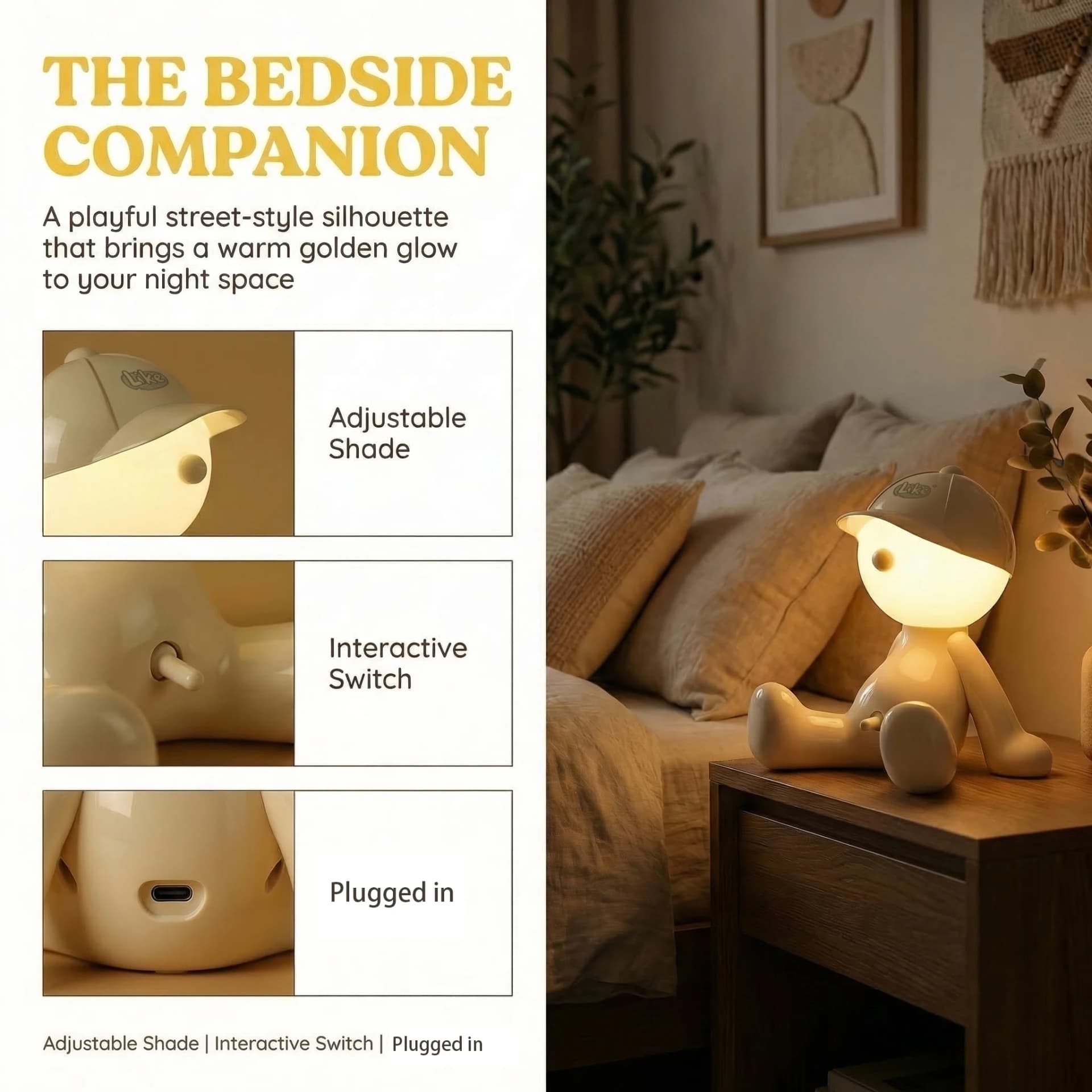 LED night light, cute desk lamp, suitable for bedroom lights, bedside lamps, and home bedroom decoration.