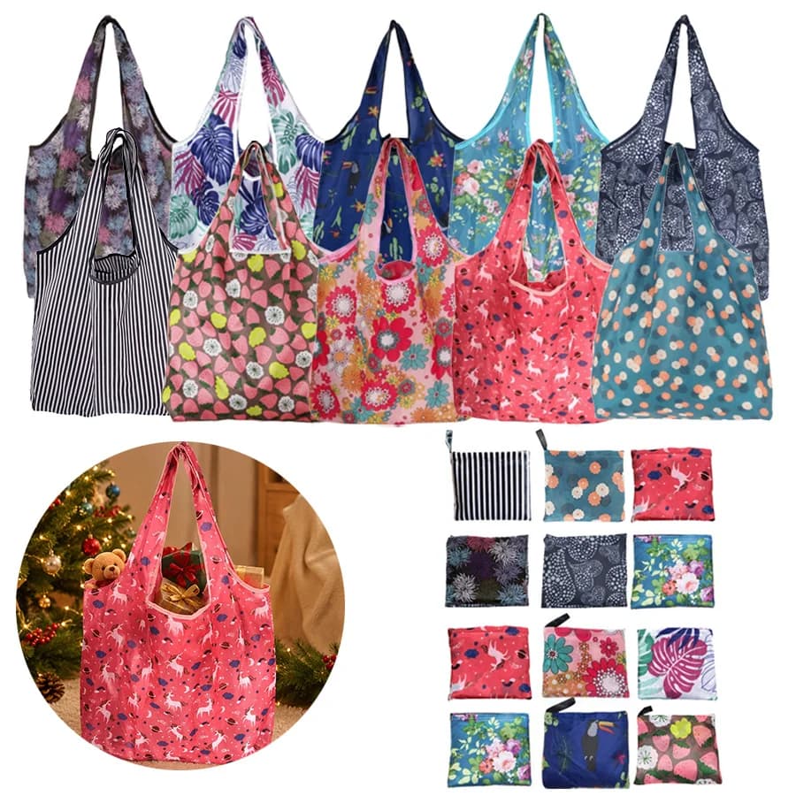 Reusable Shopping Tote Bags Set of 5