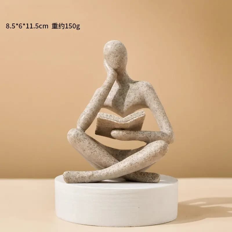 Bookshelf Decor Home Decor - Person Who is Thinking Abstract Thinker Sculpture Figurine Statue Resin Modern Reading Decoration