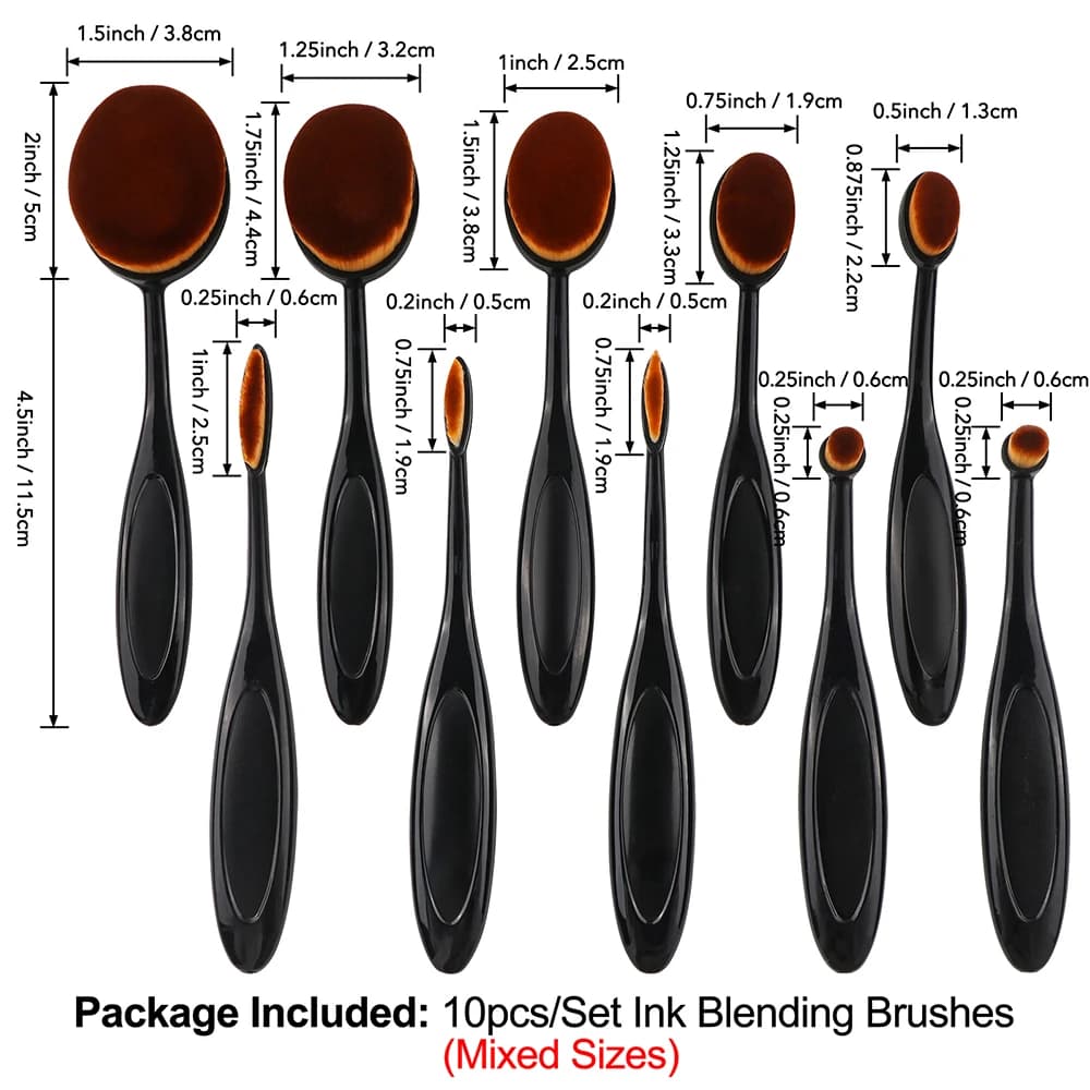 Ink Blending Brush Set 10 Piece Mixed Sizes