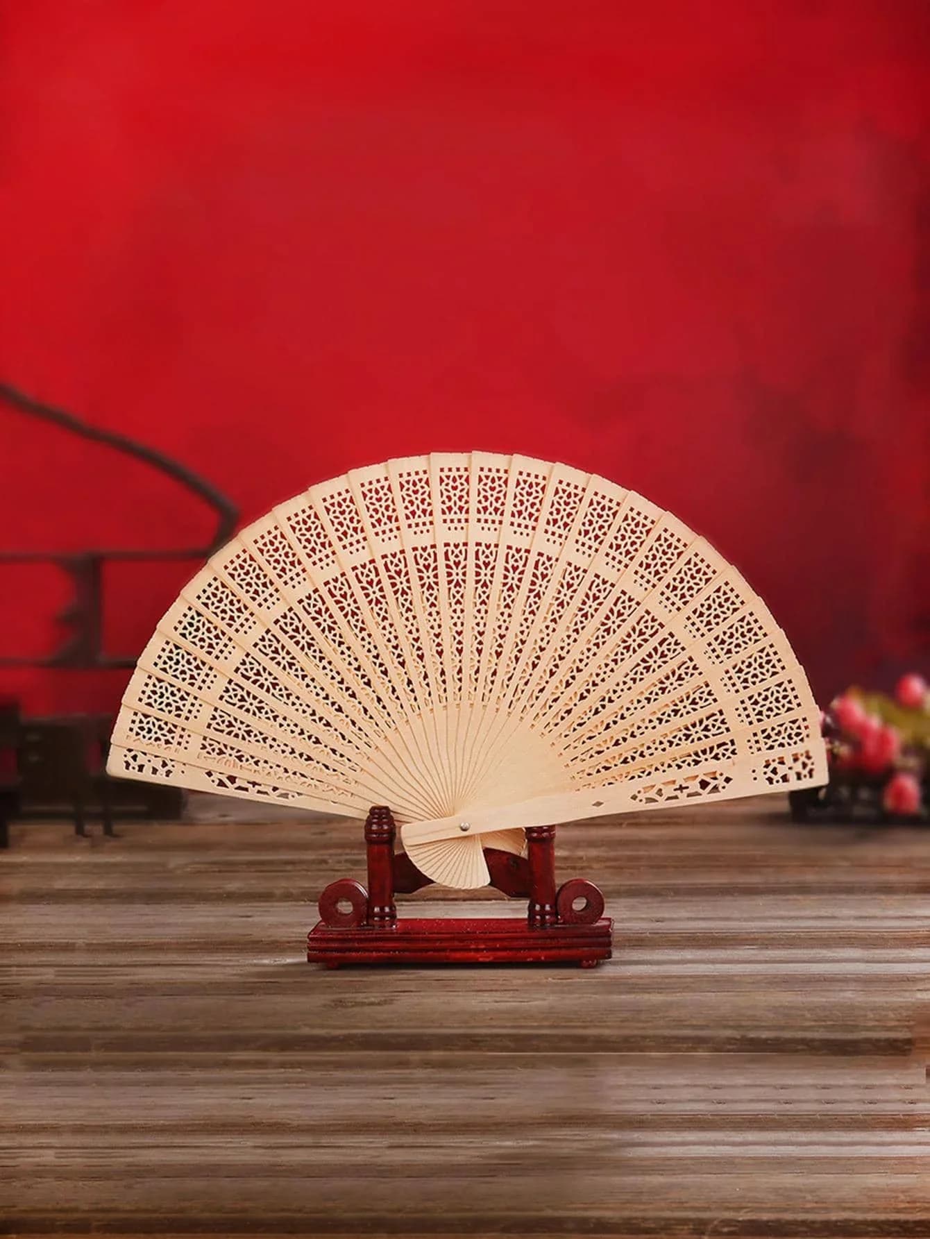 Elegant Wooden Folding Hand Fan