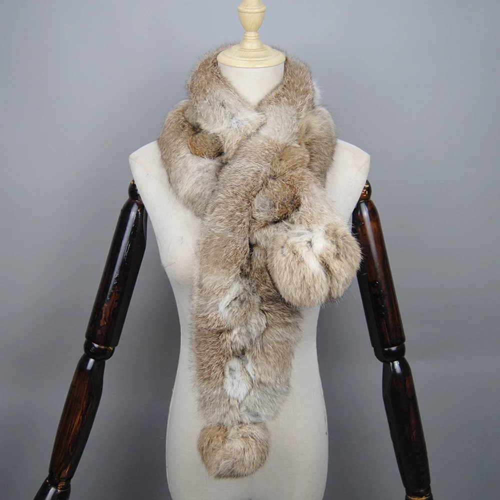 Natural Rabbit Fur Winter Scarf