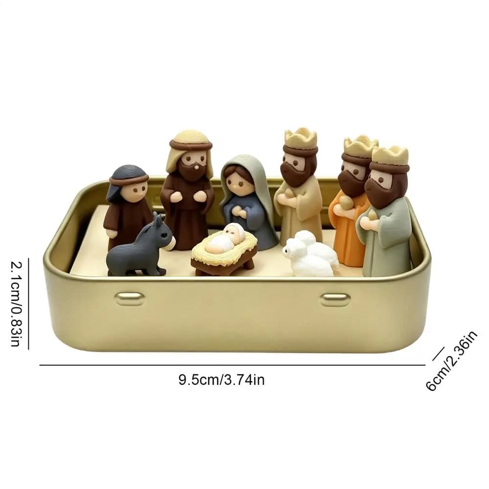 Mini Nativity Scene in Tin Box