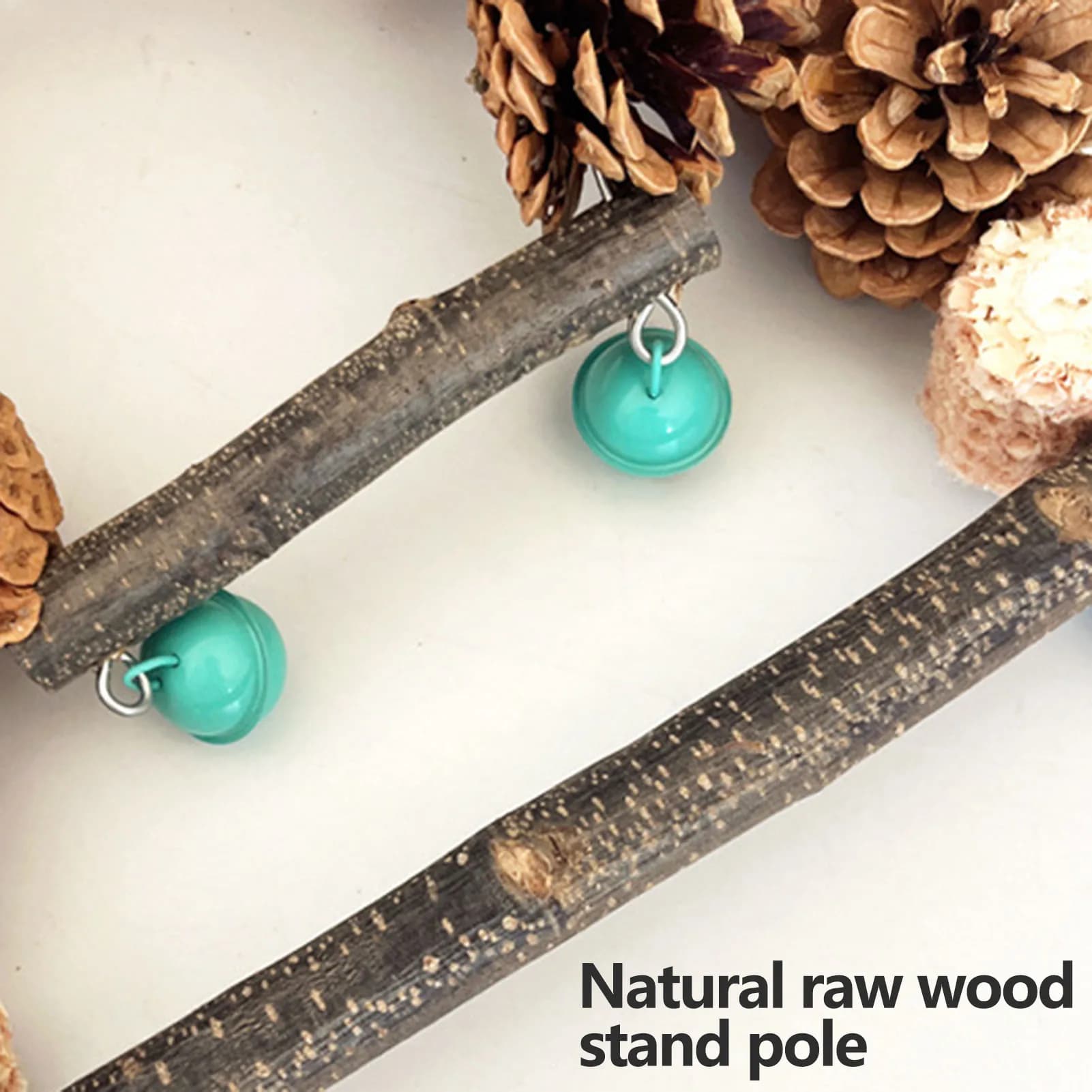 Natural Wood Parrot Perch With Swing