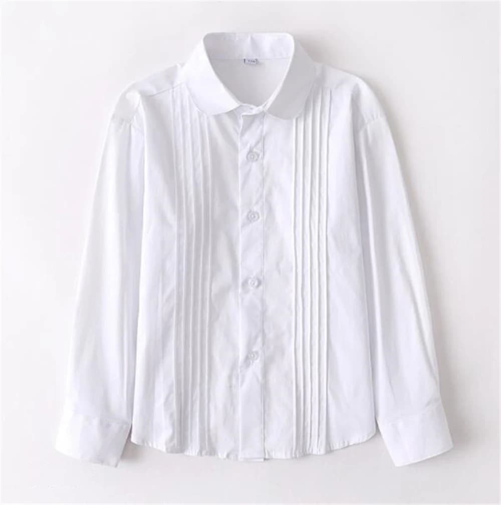 Girls White Long Sleeve School Uniform Cotton Blouse
