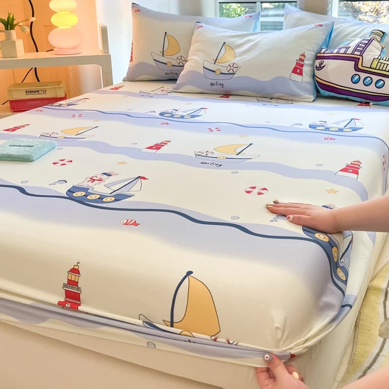 Cotton Fitted Sheet for Kids with Car Print