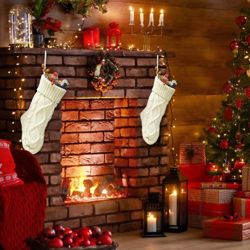 Knit Christmas Stockings with Santa Design