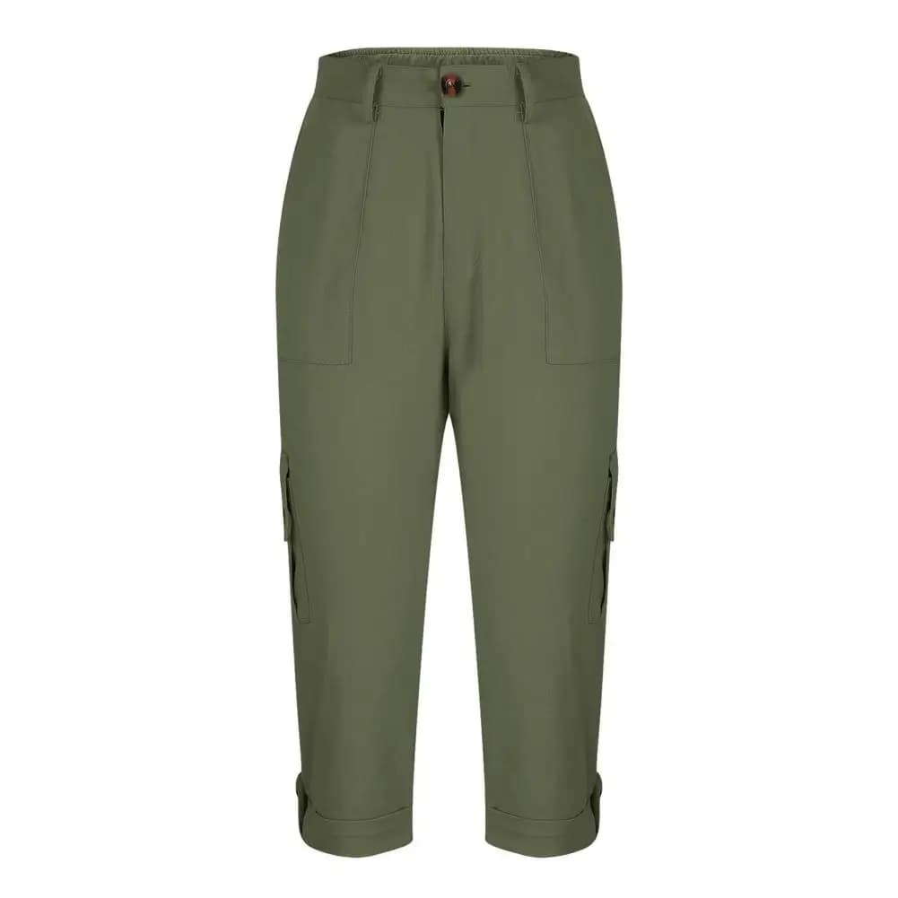 Women's Mid-Rise Cropped Cargo Capri Pants
