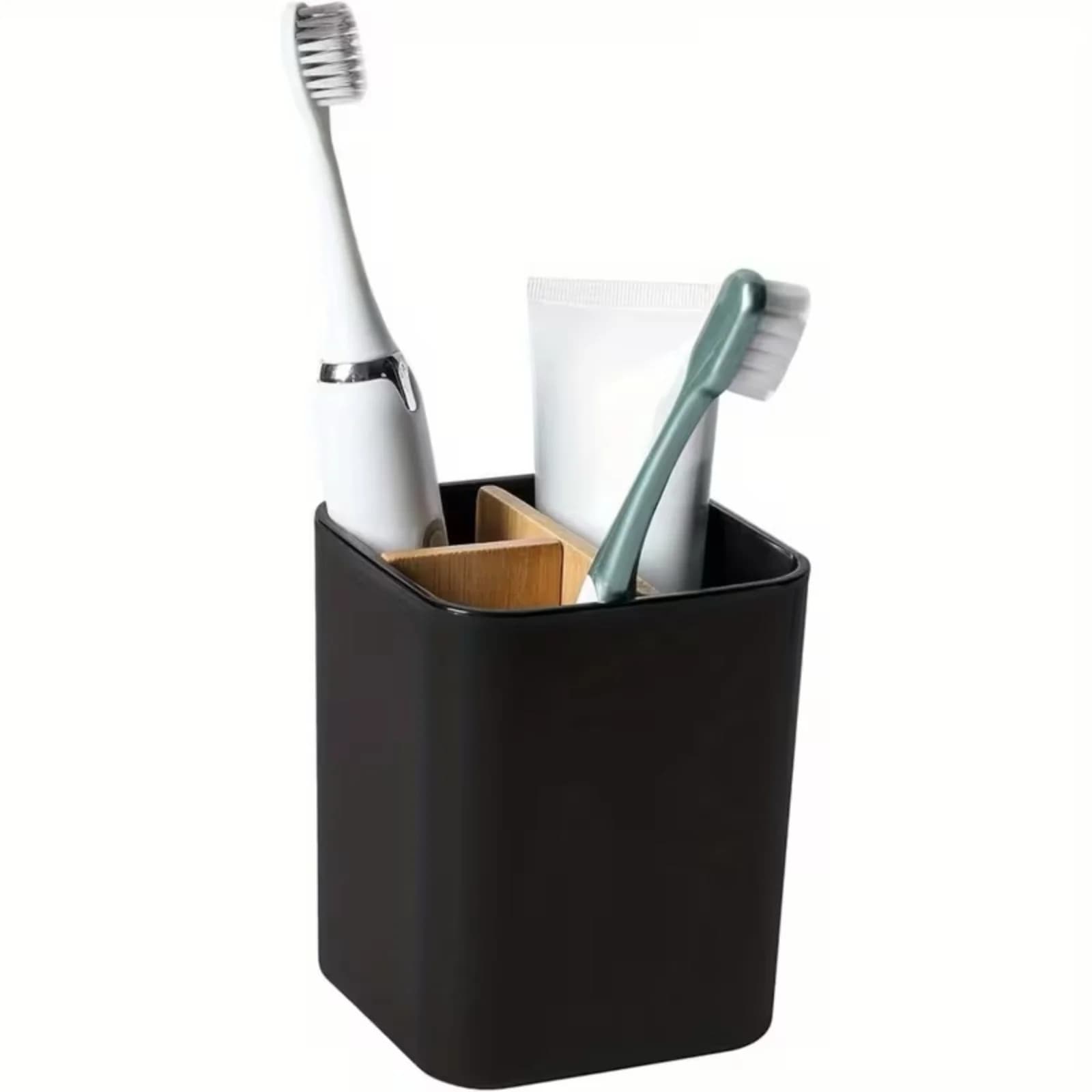 Three-Compartment Toothbrush and Toothpaste Organizer