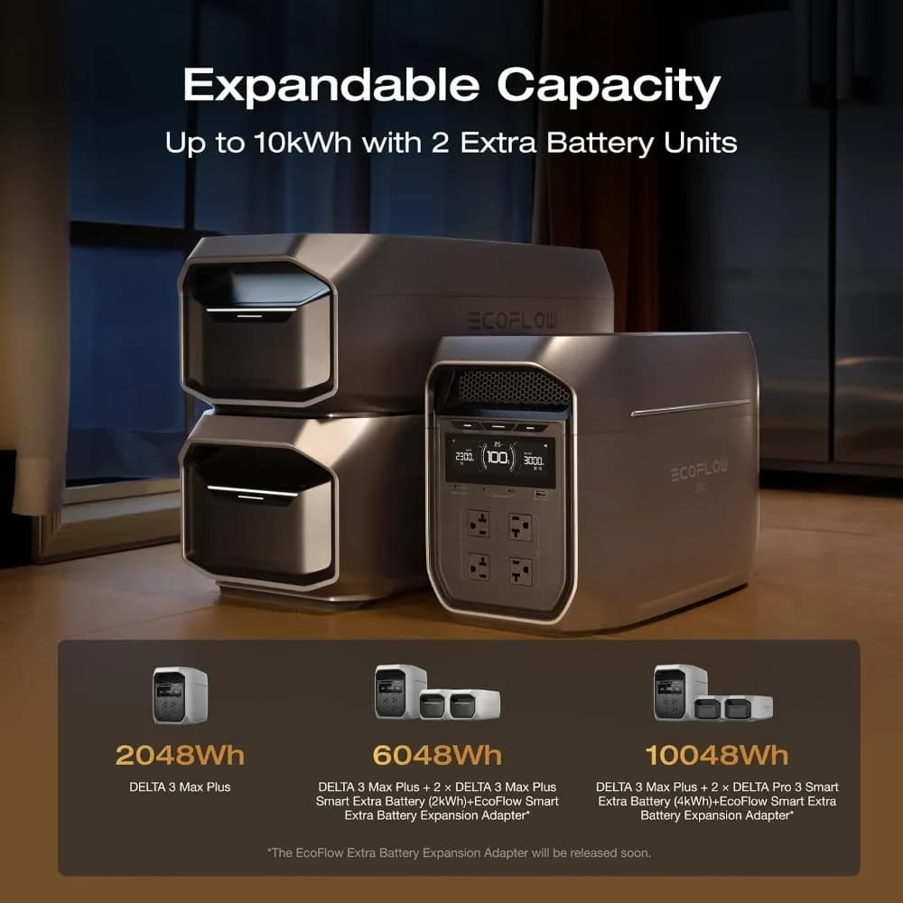 DELTA 3 Max Plus Portable Power Station 2048Wh 3000W Output Solar Generator for Home Backup Outdoor Camping Emergency