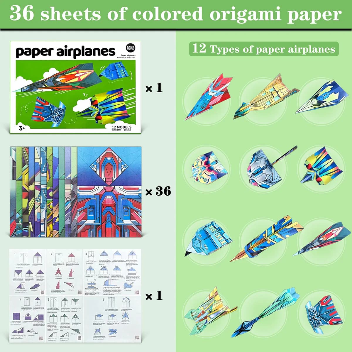 Paper Airplane Kit with 12 Classic Designs