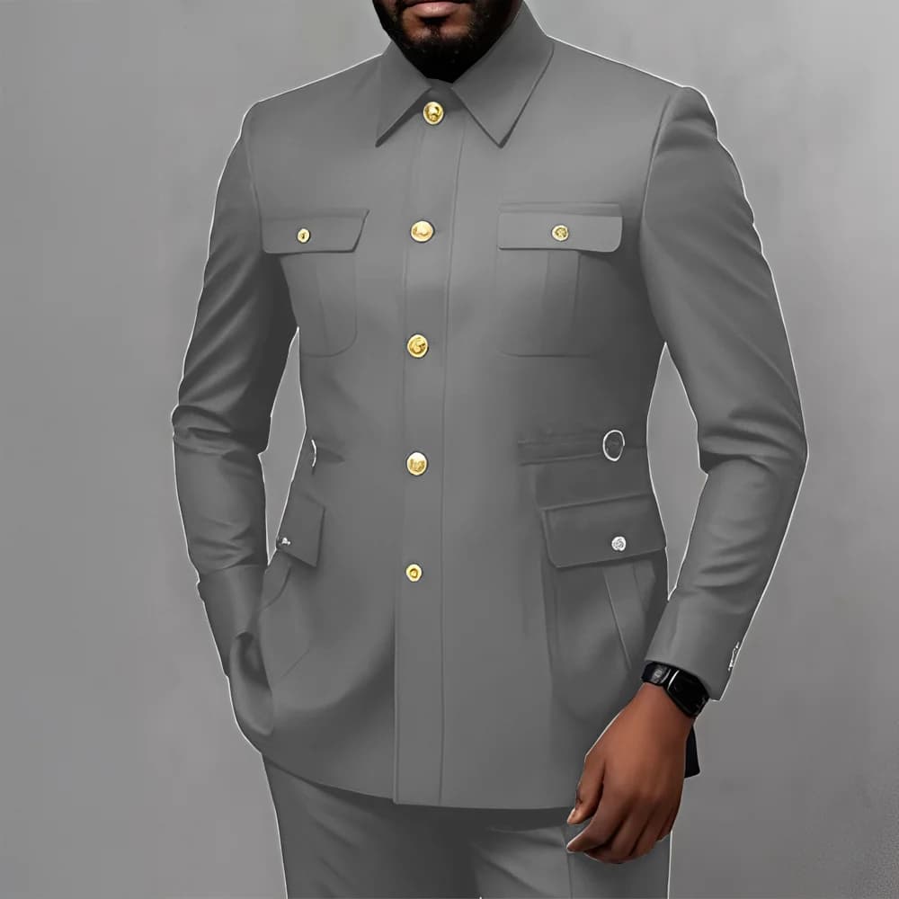 Men's 2-Piece Formal Suit with Golden Buttons
