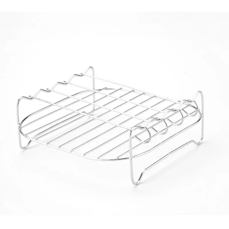 Outdoor Grill Set with Skewers Square Air Fryer Grill Steamer Stainless Steel Barbecue Bracket