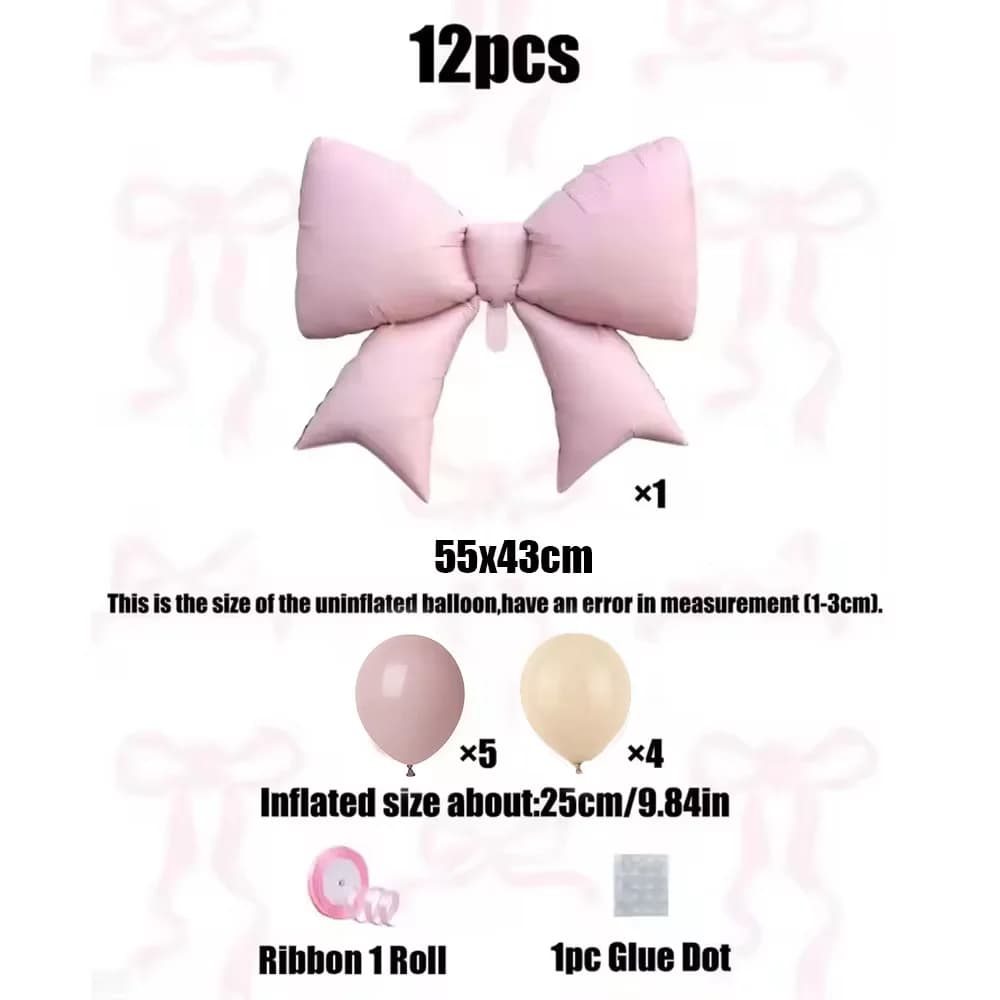 Pink Decorative Balloons with Bows - 12 Pack