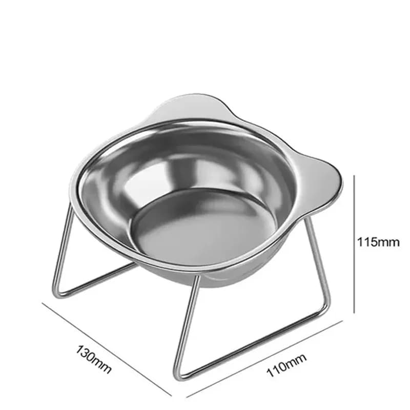 15° Tilted Stainless Steel Raised Cat Bowl