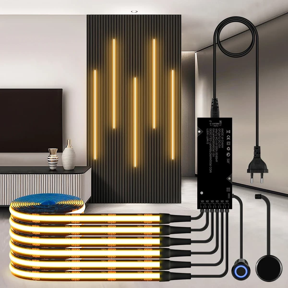LED Strip Light Kit 2-10 PCS Linkage Lighting EU US UK Black PCB Board With Embedded Touch Switch & Touch/Hand Scan Panel Switch