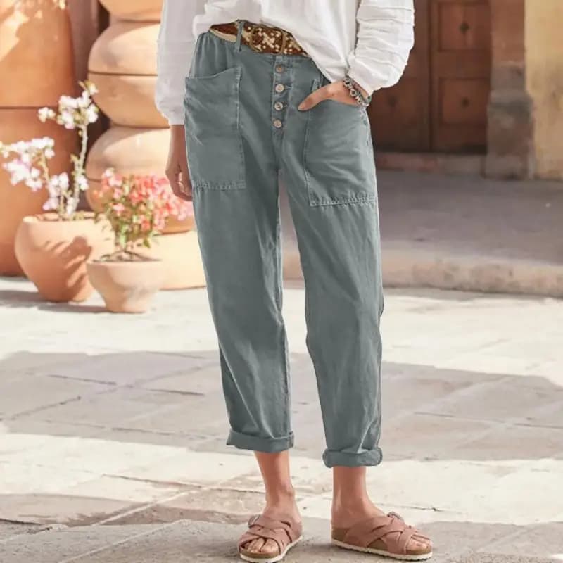 Women's Cotton Linen Capris Pants