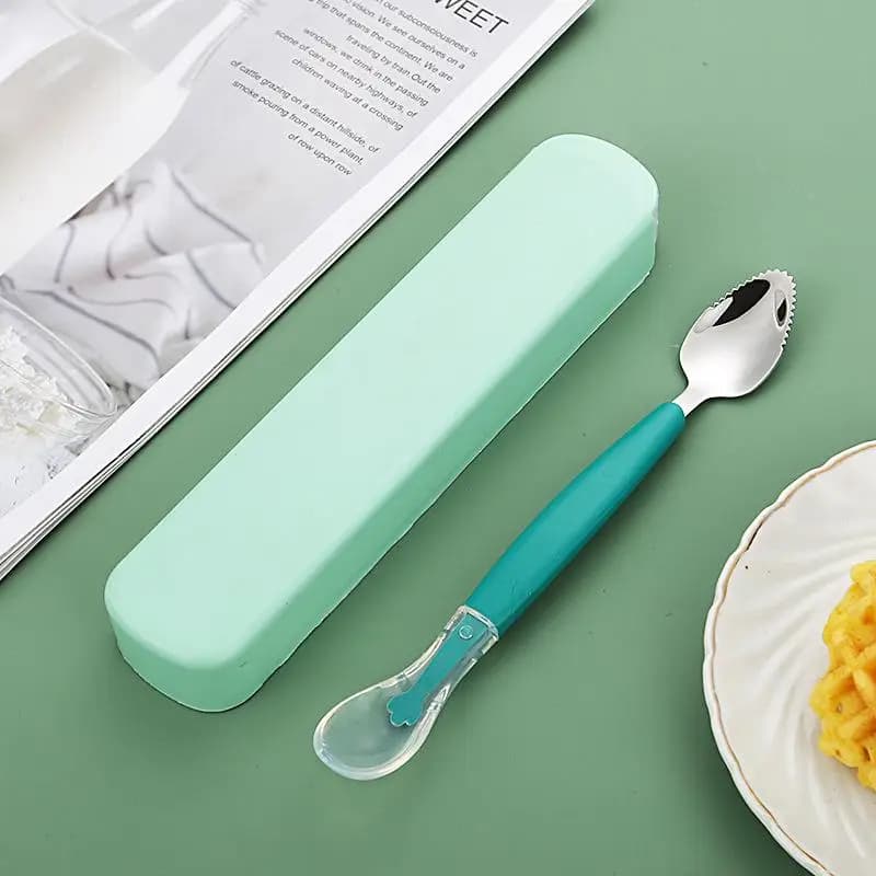 Stainless Steel Baby Spoon Set with Silicone Tips