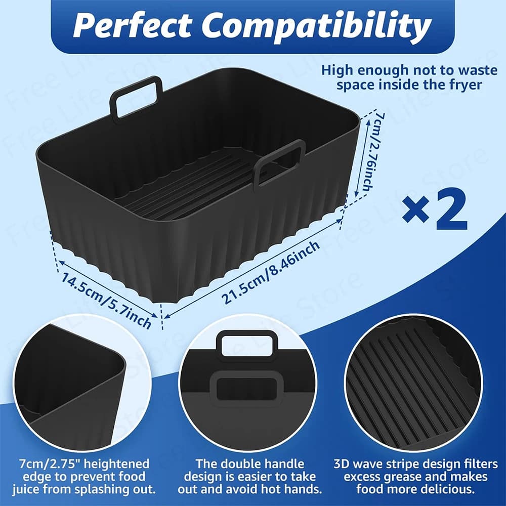 Air Fryer Accessories for Ninja Foodi Dual Zone DZ201 DZ401 AF300 AF400 7.6L-9.5L Silicone Basket/Muffin Cup/BBQ Rack/Gloves