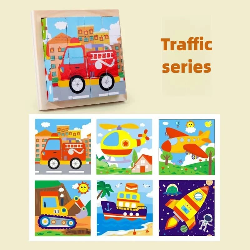 Wooden Six-Sided Puzzle Blocks