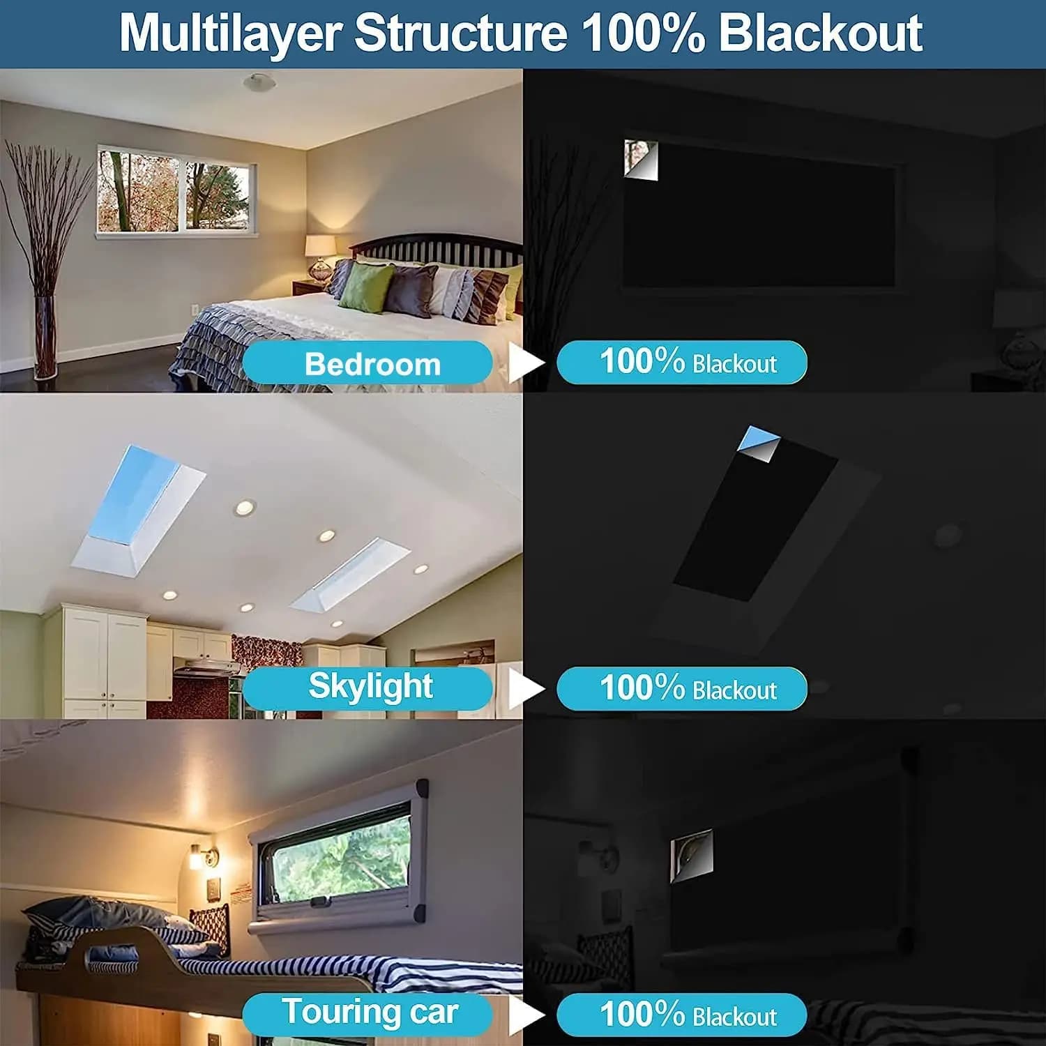 Blackout Window Privacy Film Light Blocking Black