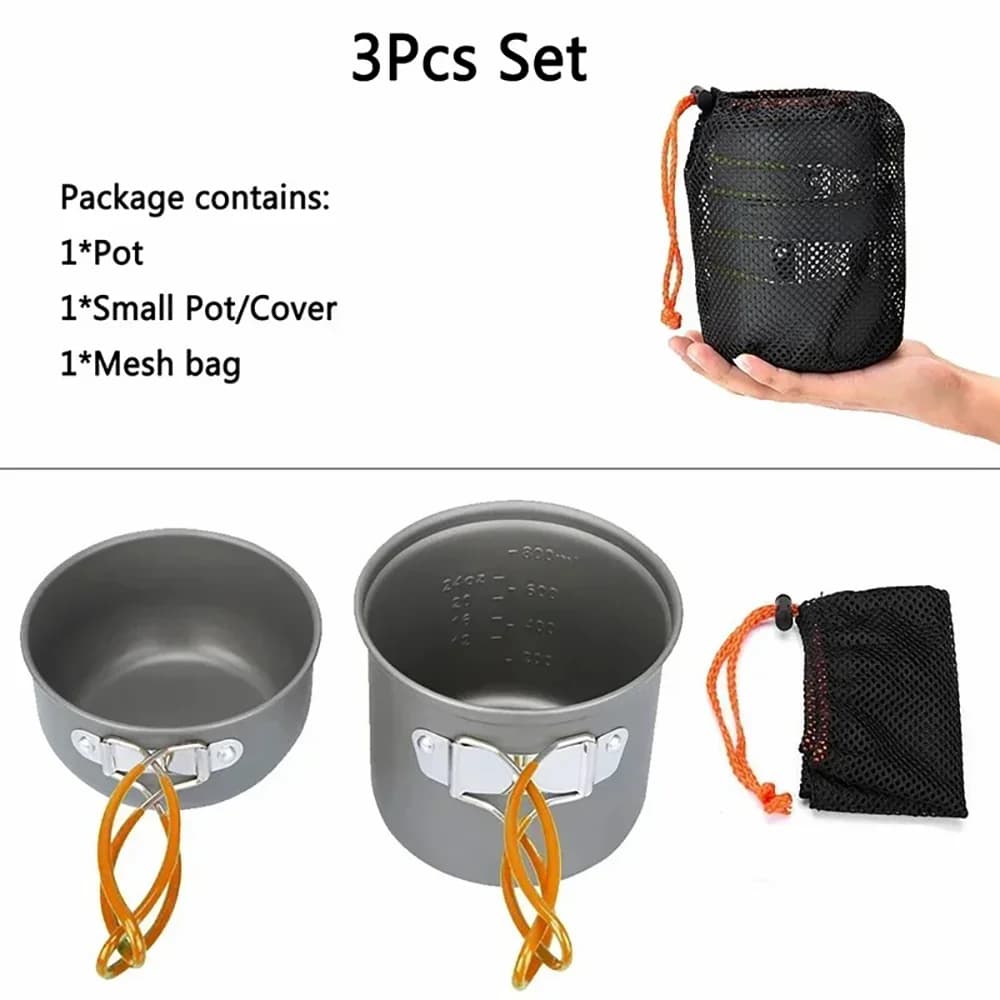9-Piece Camping Cookware Set with Gas Stove
