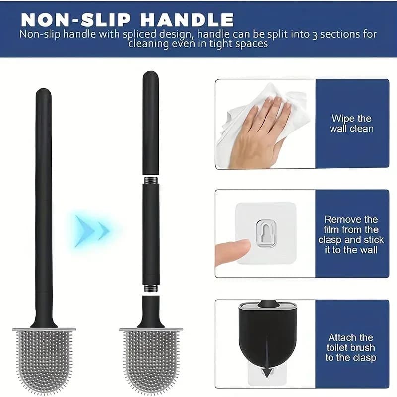 Silicone Toilet Brush with Wall Mount Holder