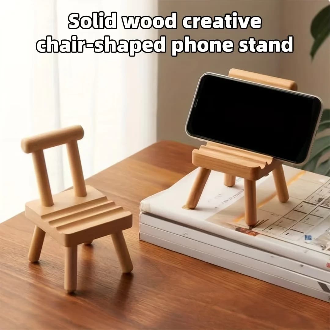 A chair-shaped mobile phone stand with three slots for stable support, suitable for large, medium and small-sized mobile phones