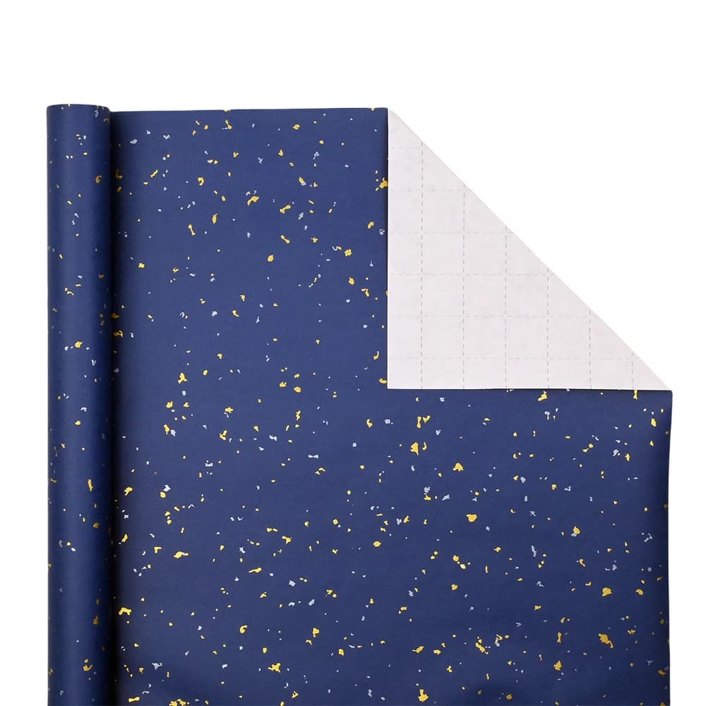 Navy Blue Gold Foil Gift Wrapping Paper Roll