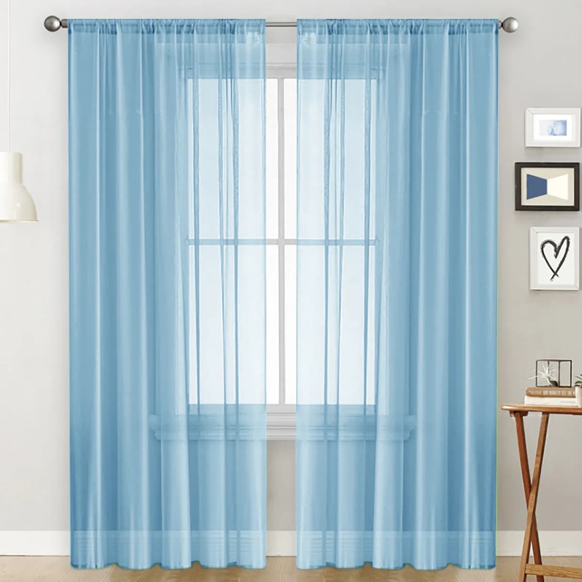 Sheer Tulle Curtains with Rod Pocket
