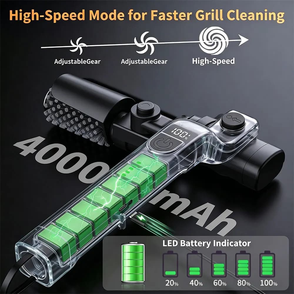 Electric Grill Brush With 180° Adjustable Head