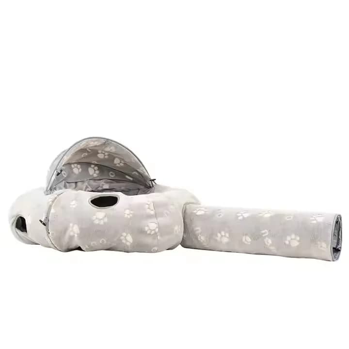 Interactive Cat Tunnel Bed Plush Play Toy