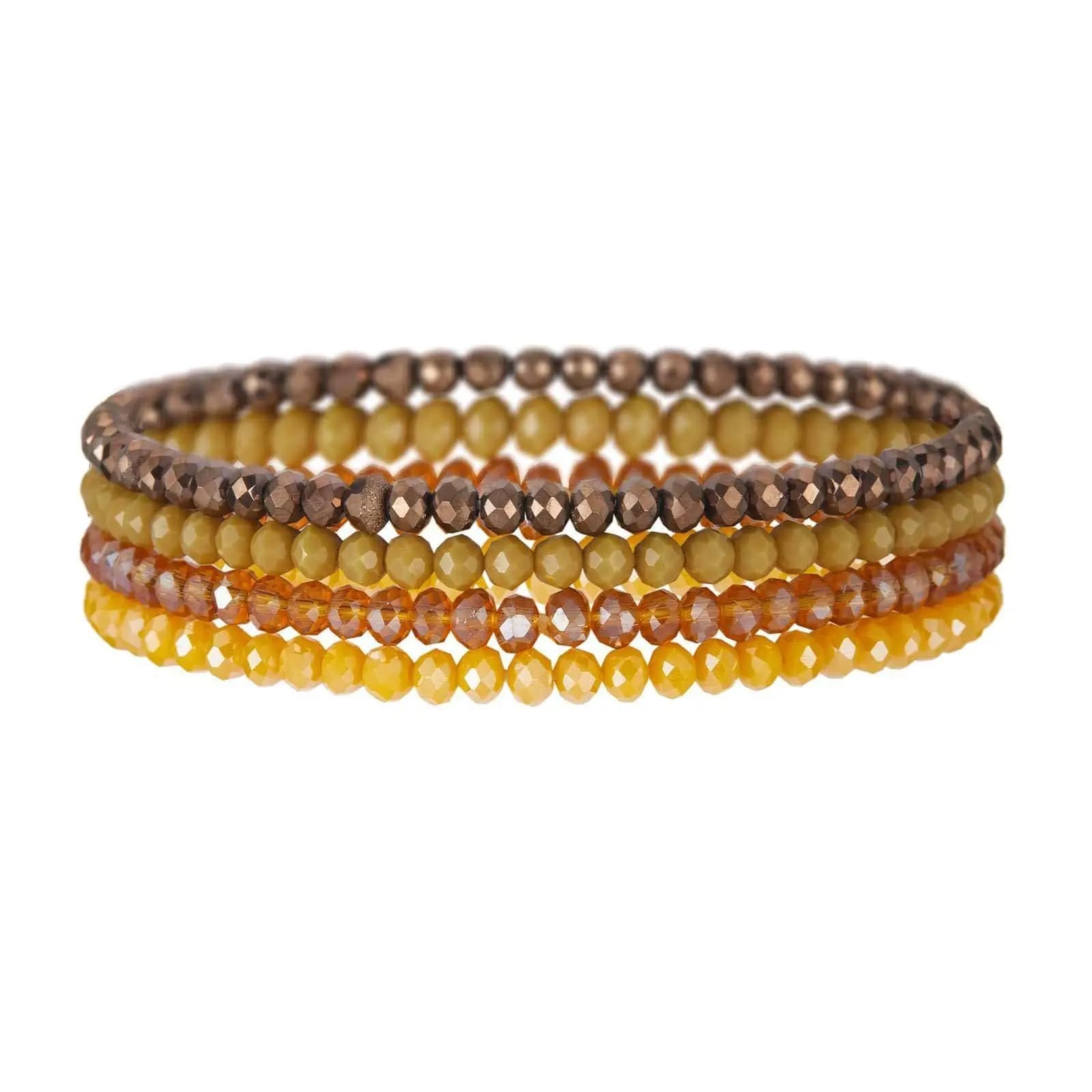 Faceted Glass Bead Stretch Bracelets Set