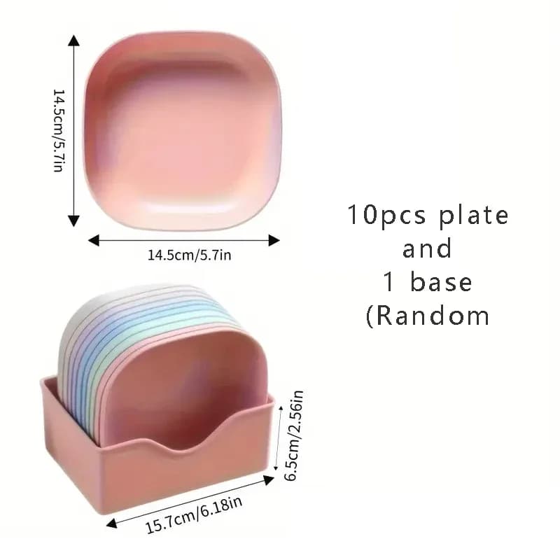 Square Plastic Dinner Plates with Storage Box