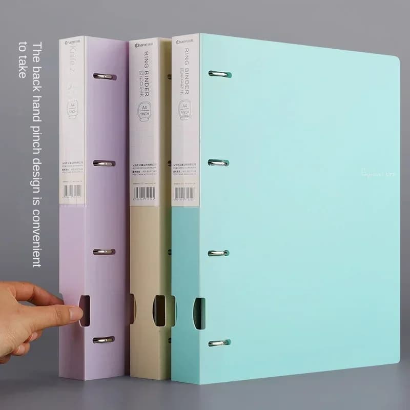 Portable 4-Hole D-Type A4 Plastic Folder