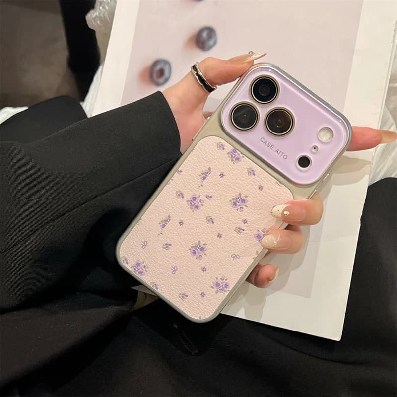 Camera Window Fower Phone Case For iPhone 17 16 15 14 Pro Max Glass Lens Protective Hard PC Back Cover