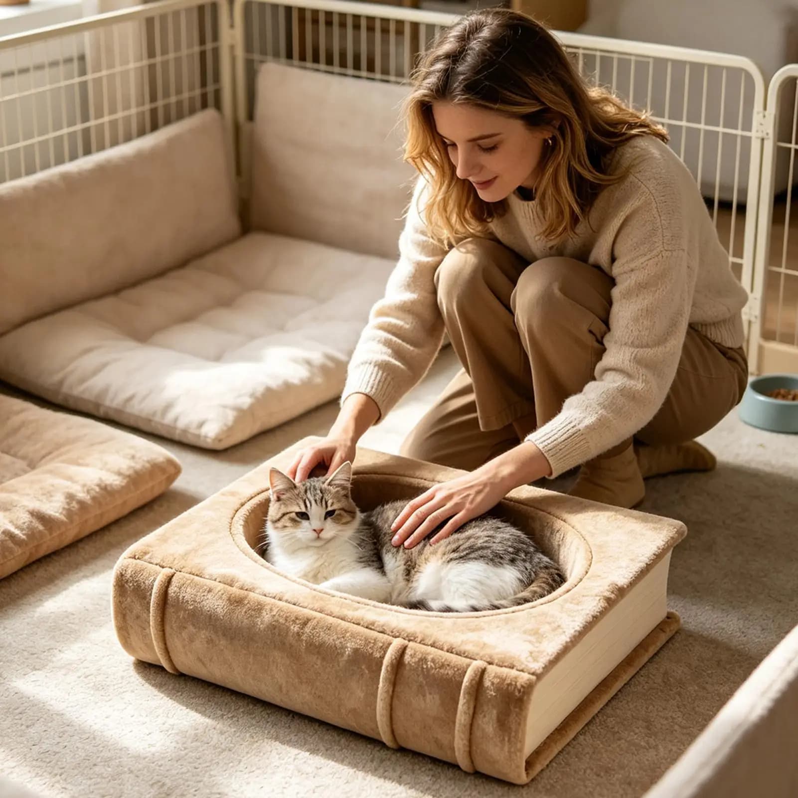 Book-Shaped Cat Bed
