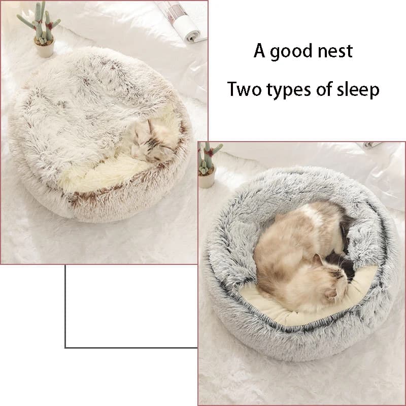 Round Plush Pet Bed with Cover