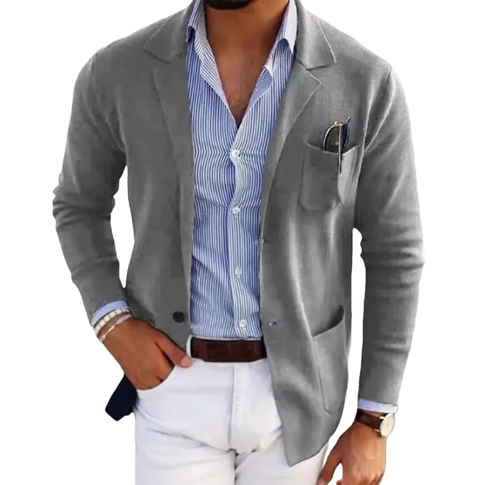 Men's Single-Breasted Solid Color Blazer