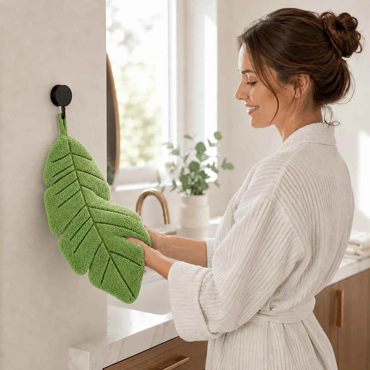 Leaf-Shaped Hand Towels, 2-Pack