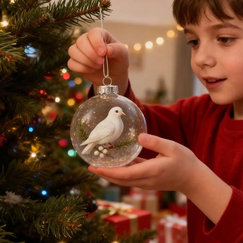 Cardinal Bird Crystal Clear Glass Ornaments Set